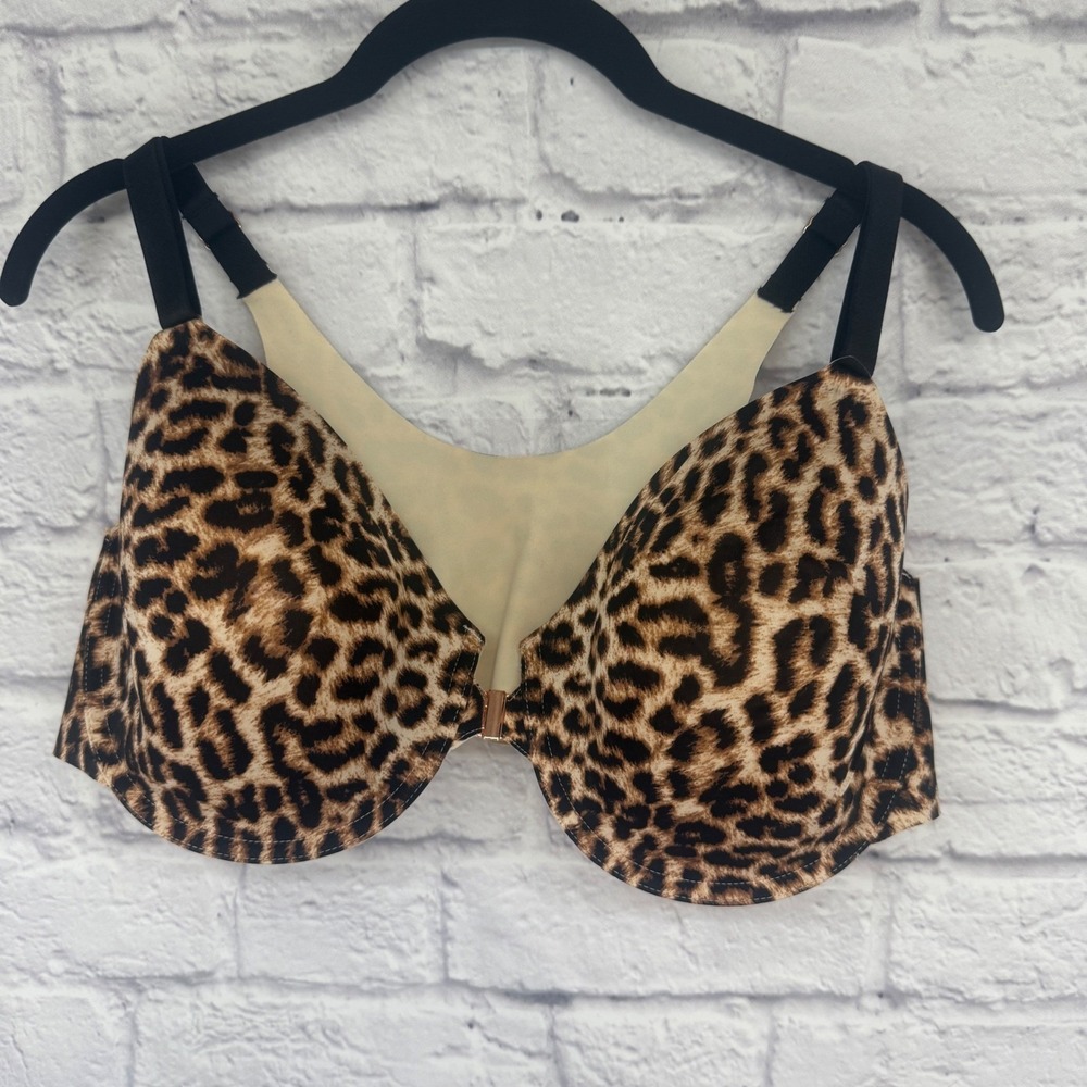 Soma Vanishing 360‎ Perfect Coverage Front Close Leopard Print Bra 40D NWT